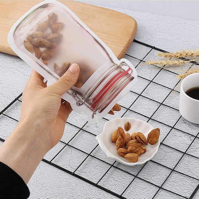 Reusable Jar-Style Food Storage Bags – 3 Pieces