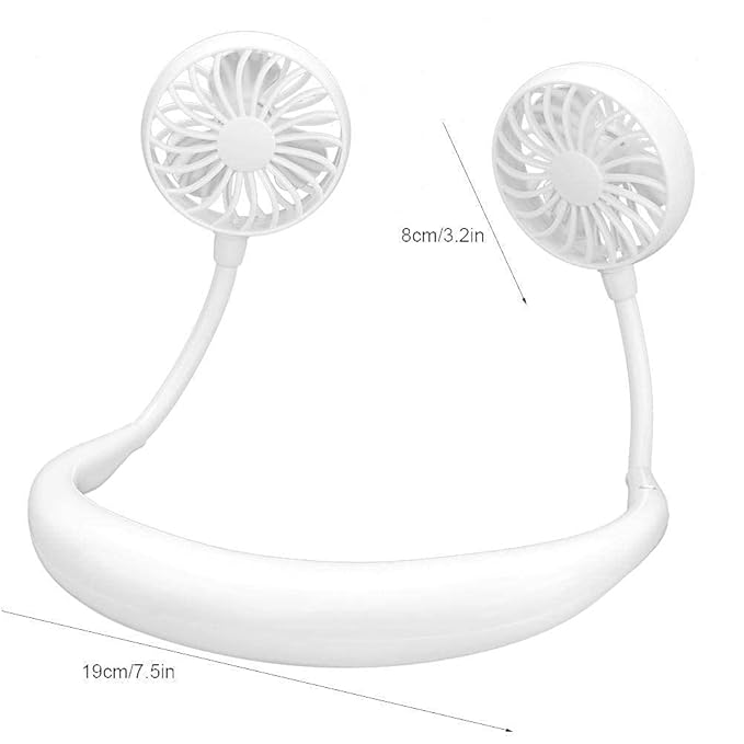 USB Rechargeable Hands-Free Neck Fan with Light