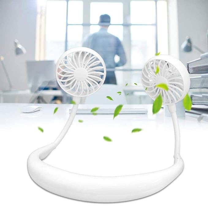 USB Rechargeable Hands-Free Neck Fan with Light