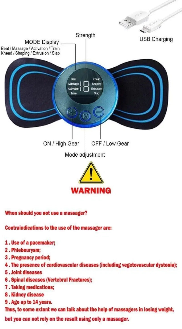 Rechargeable Mini Massager – 8 Modes, 19 Levels