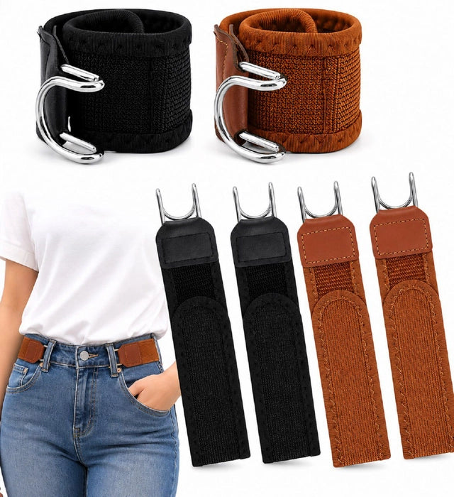 Metal Adjustable No Buckle Belts for Men and Women with Hook (pack of 2)