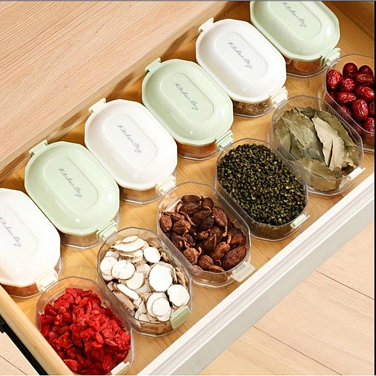 VISTORA stacked spice storage boxes