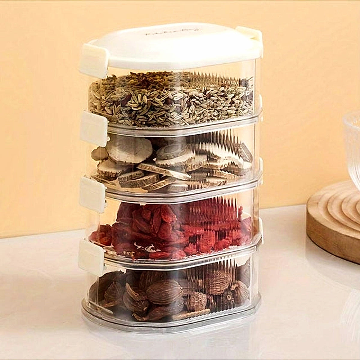 VISTORA 4-layer transparent spice storage boxes